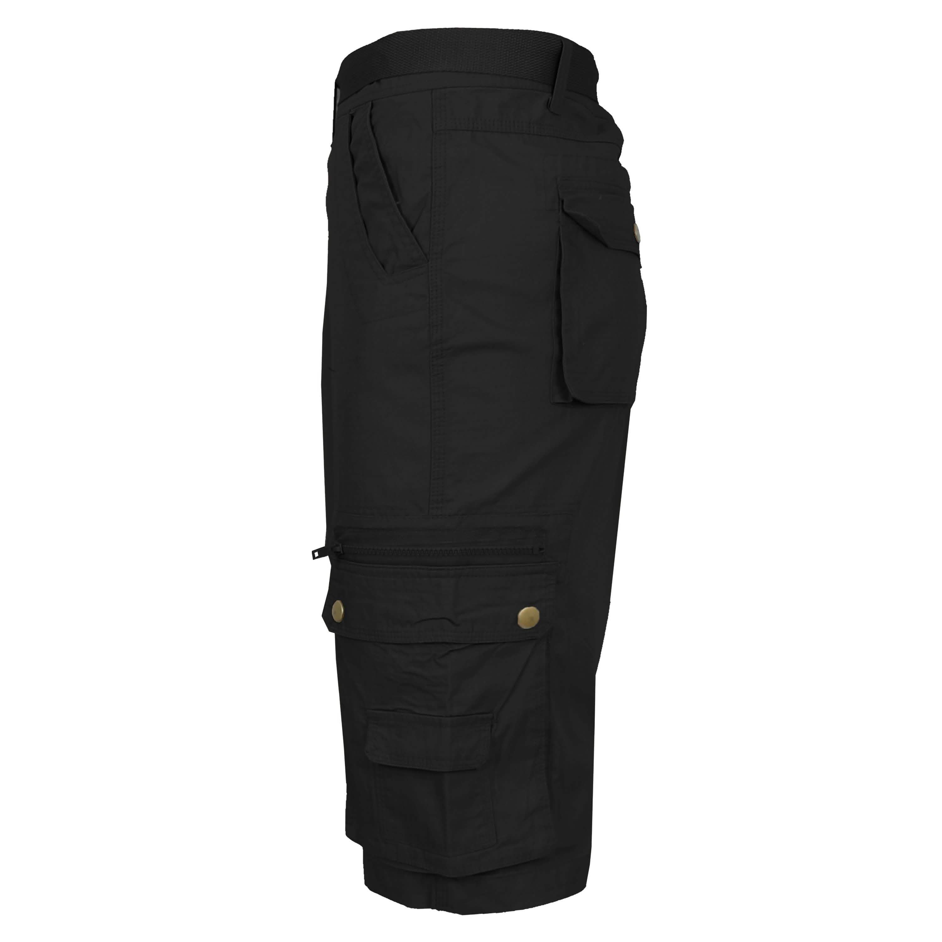 Shorts utilitaires cargo en coton grande taille pour homme avec ceinture