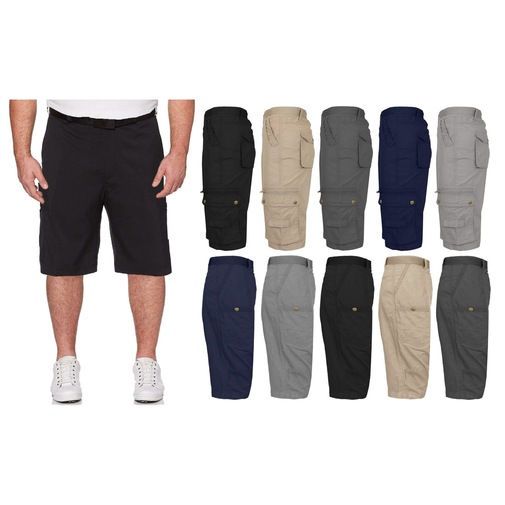 Shorts utilitaires cargo en coton grande taille pour homme avec ceinture