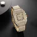Montre analogique élégante et haut de gamme en alliage de zinc pour homme avec strass
