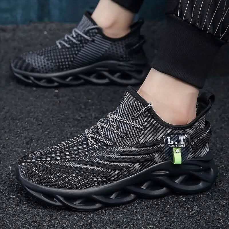 Men's Knit Breathable Lace Up Running Shoes