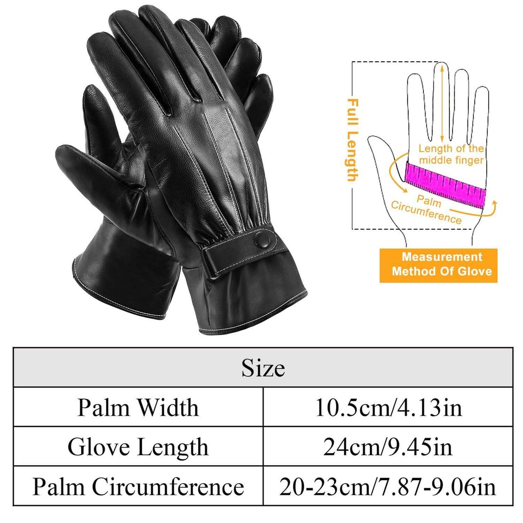 Gants d'hiver en cuir pour homme à écran tactile