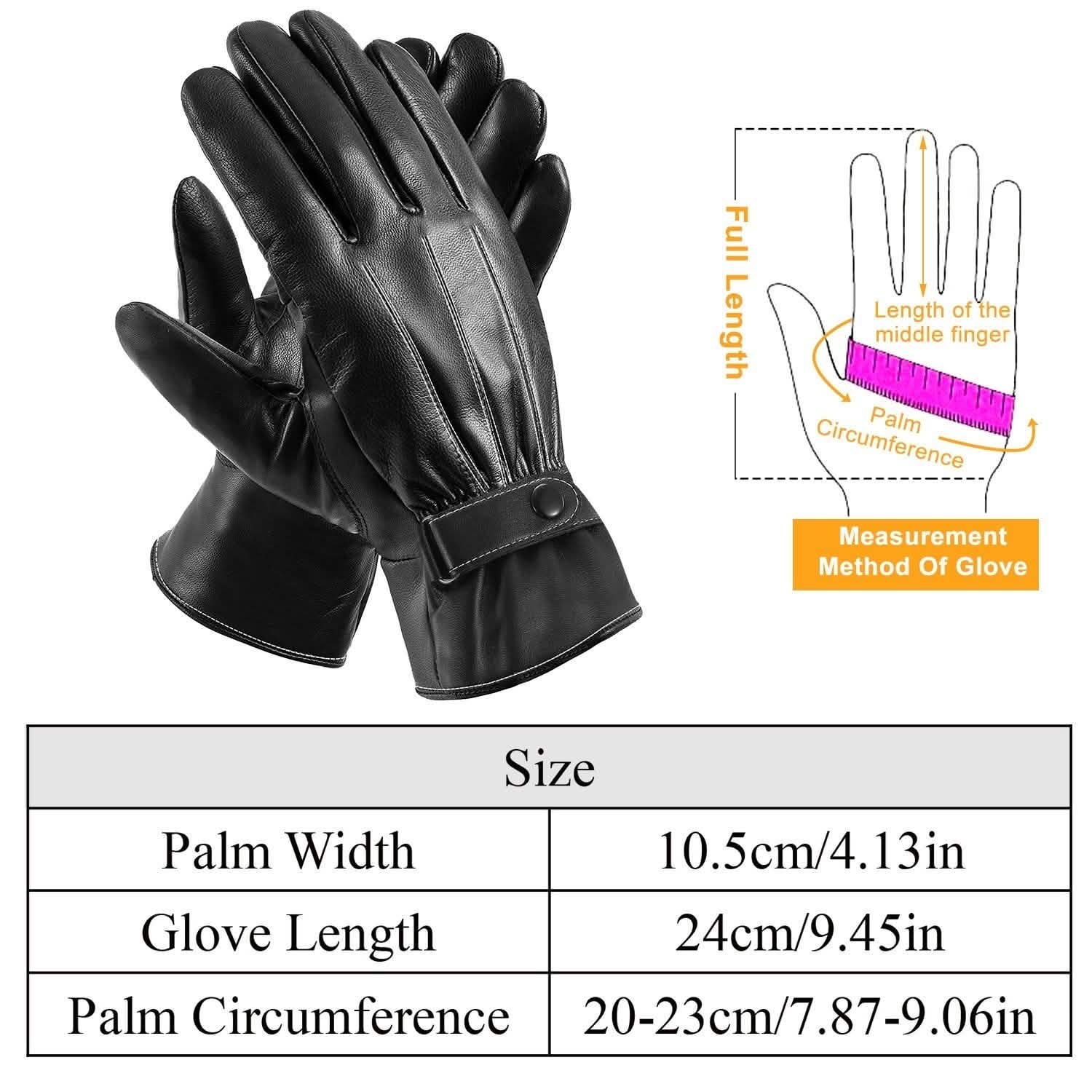 Gants d'hiver en cuir pour homme à écran tactile