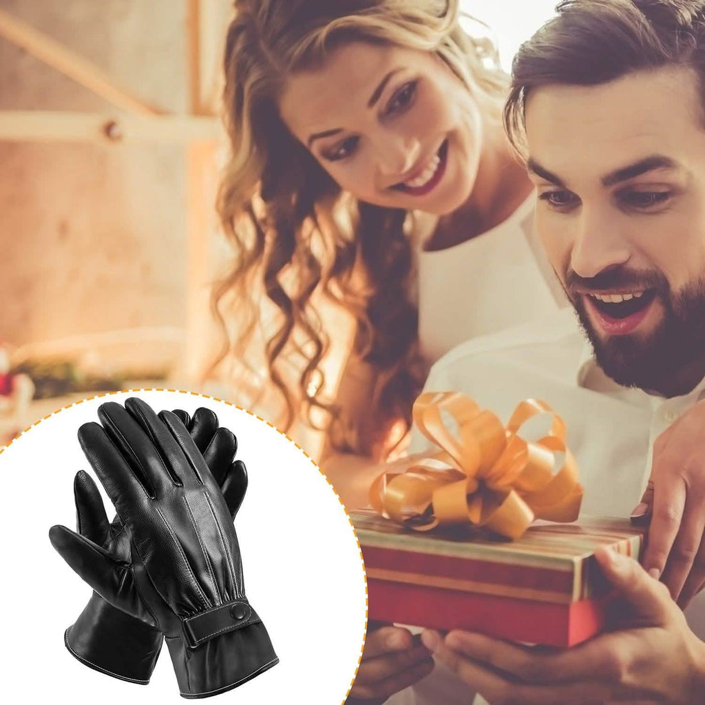 Gants d'hiver en cuir pour homme à écran tactile