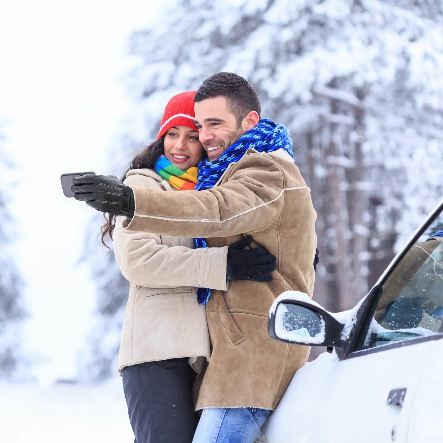 Gants d'hiver en cuir pour homme à écran tactile