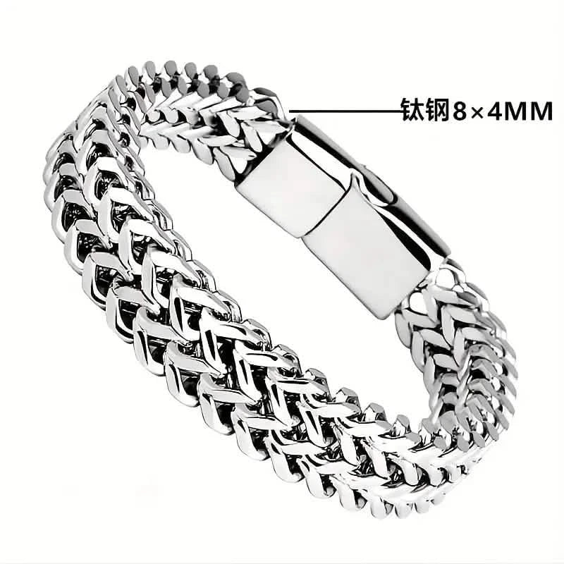 Bracelet tressé pour homme en acier inoxydable avec fermoir magnétique