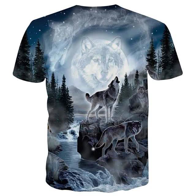 T-shirt homme imprimé animal 3D manches courtes hauts quotidiens streetwear arc-en-ciel exagéré