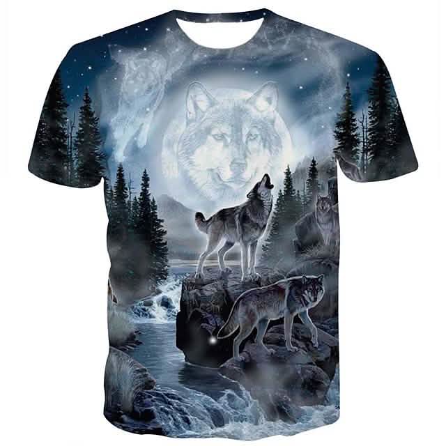 T-shirt homme imprimé animal 3D manches courtes hauts quotidiens streetwear arc-en-ciel exagéré