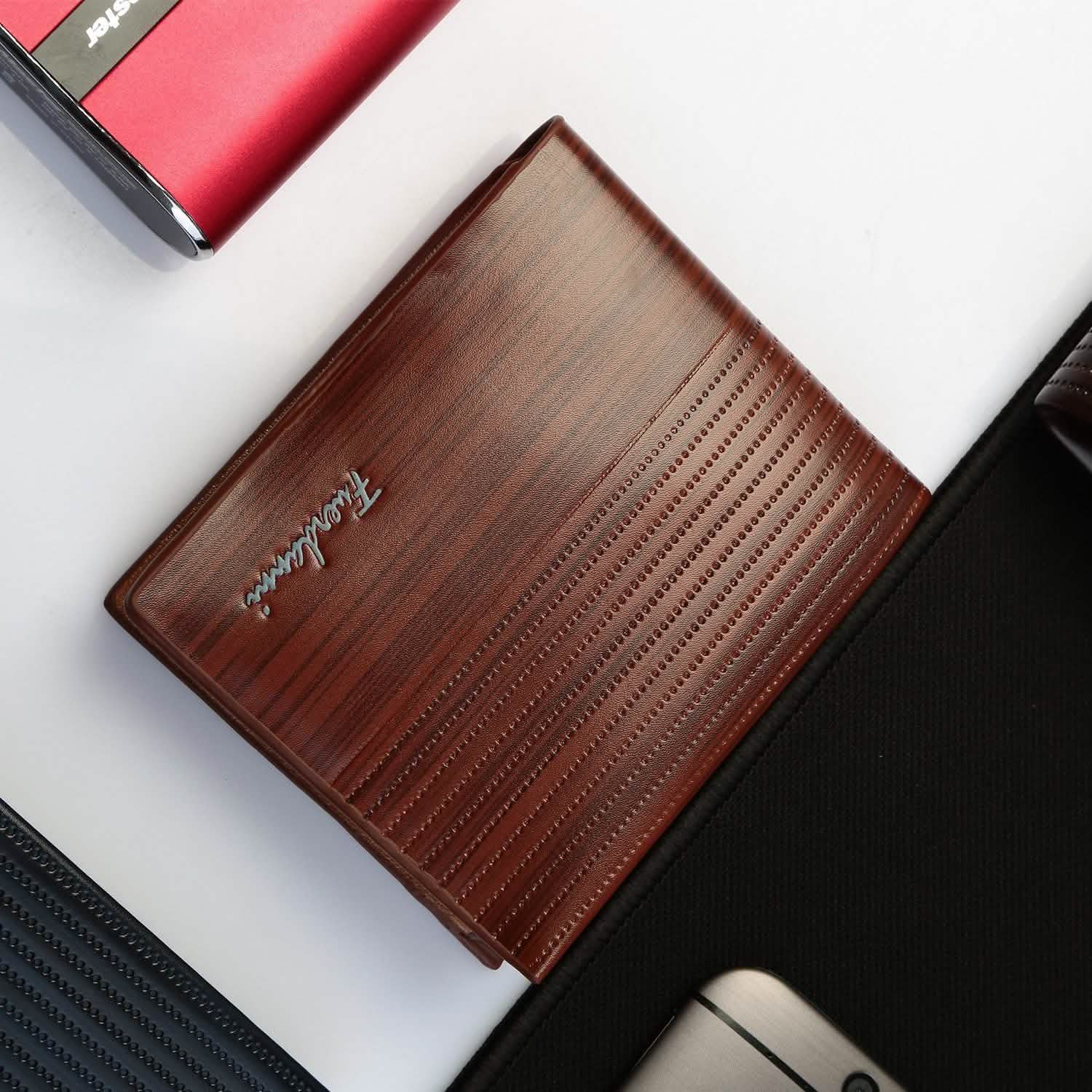 Portefeuille Homme en Cuir PU, Pliable, Porte-Cartes de Crédit