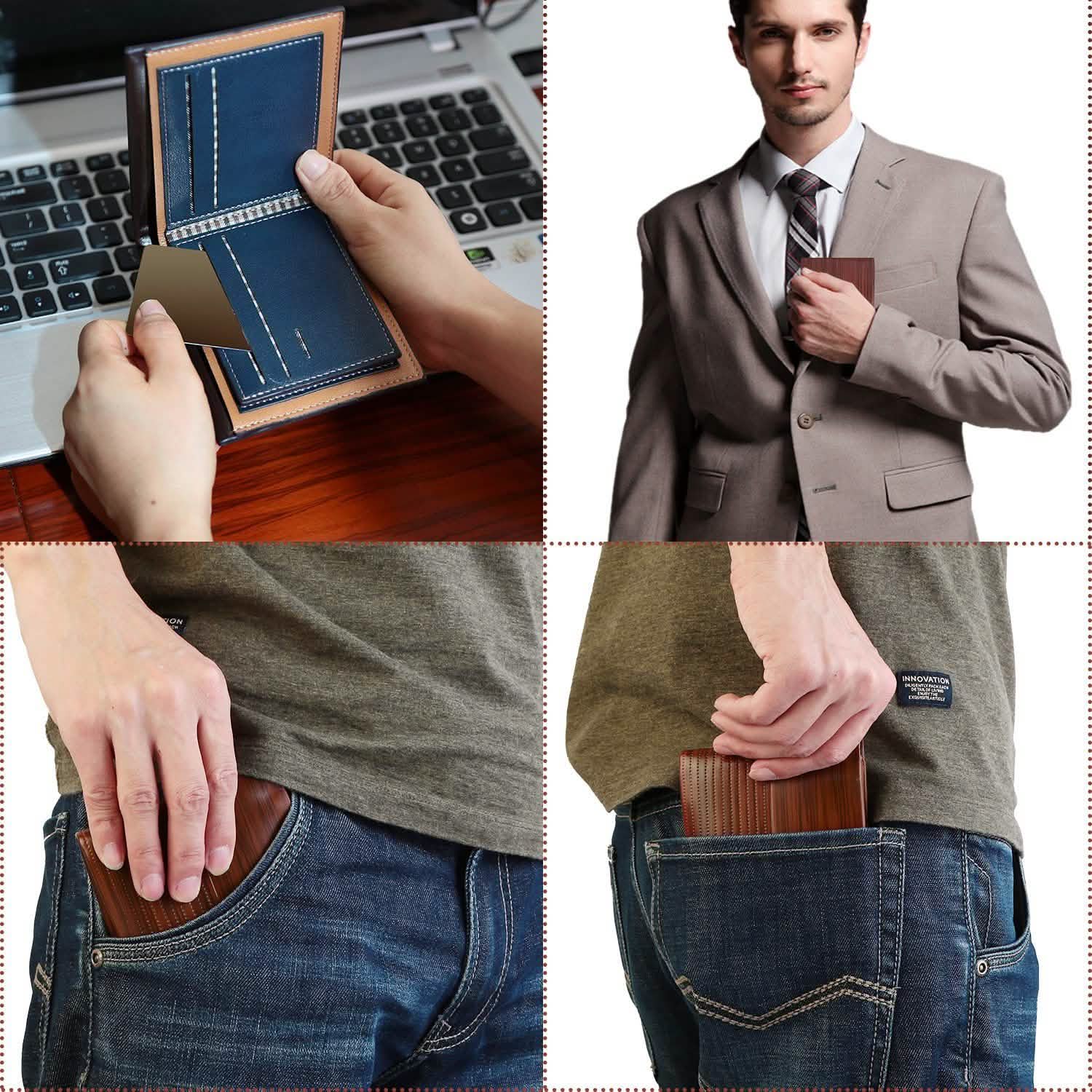Portefeuille Homme en Cuir PU, Pliable, Porte-Cartes de Crédit