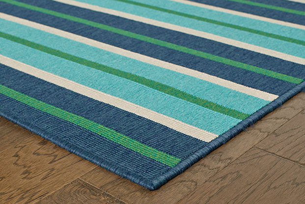 Meridian  Indoor / Outdoor Rug - Sky Blue / Navy / Dark Green