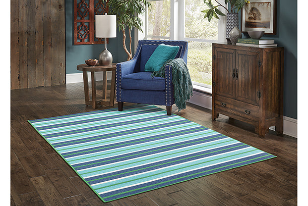 Meridian  Indoor / Outdoor Rug - Sky Blue / Navy / Dark Green