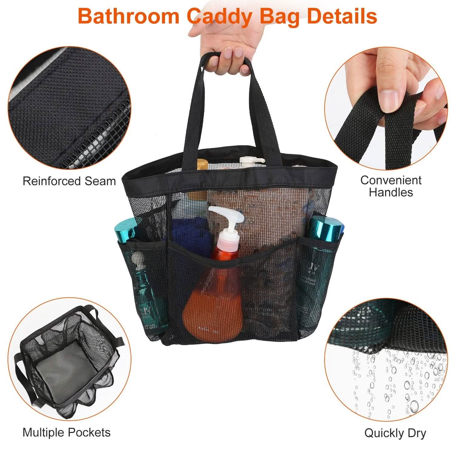 Organisateur de sac de douche en filet, panier de rangement suspendu