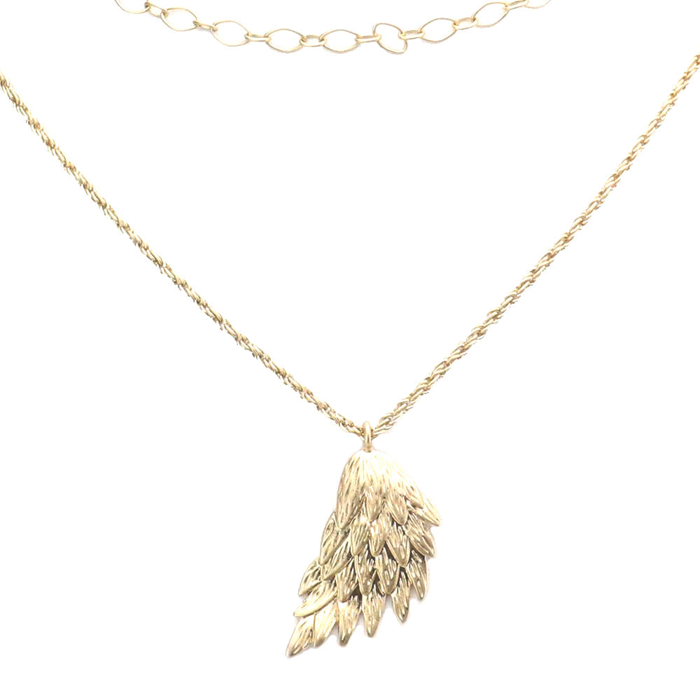 Metal Angel Wing Pendant Accented Necklace