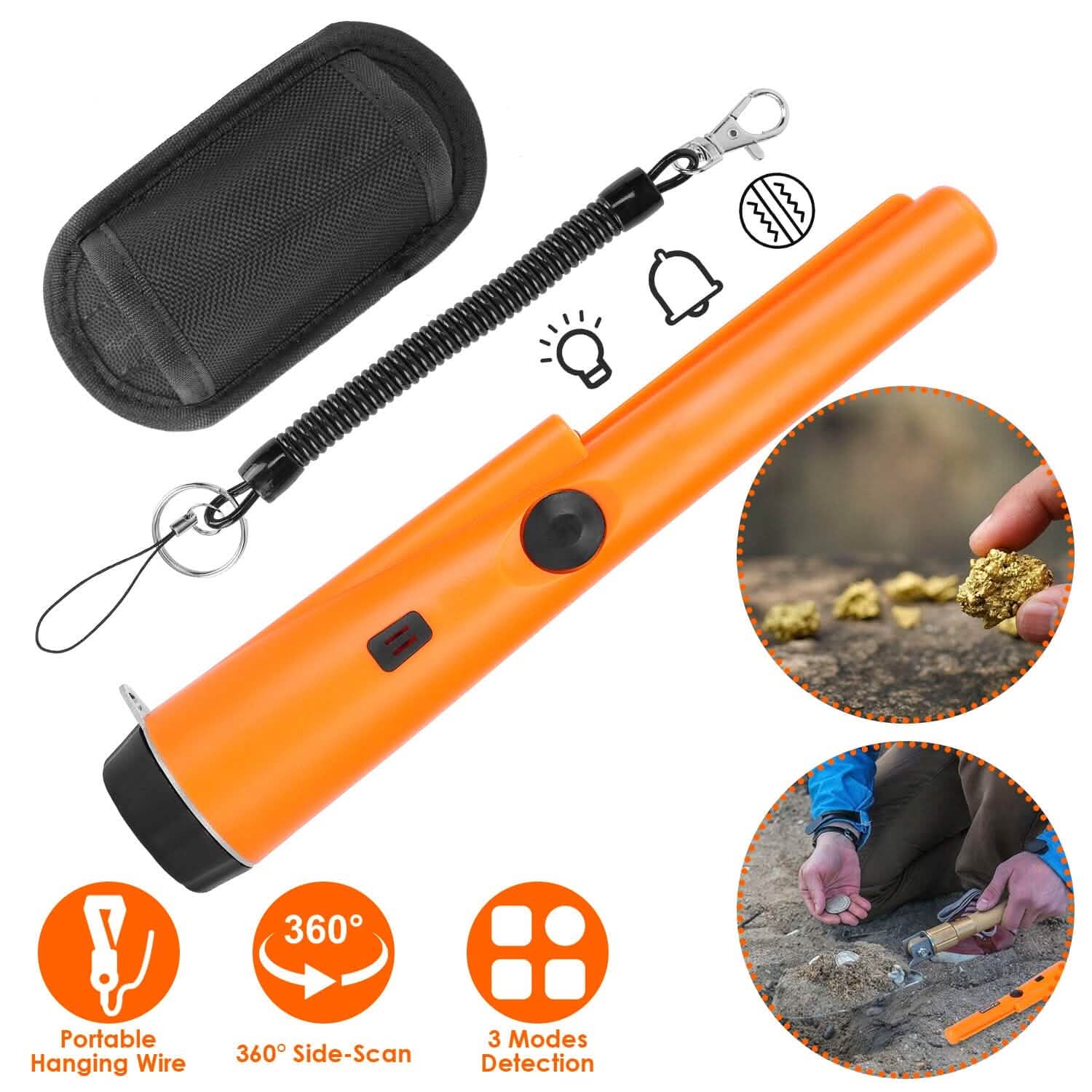 Metal Detector Pin Pointer with Retractable Hanging Wire