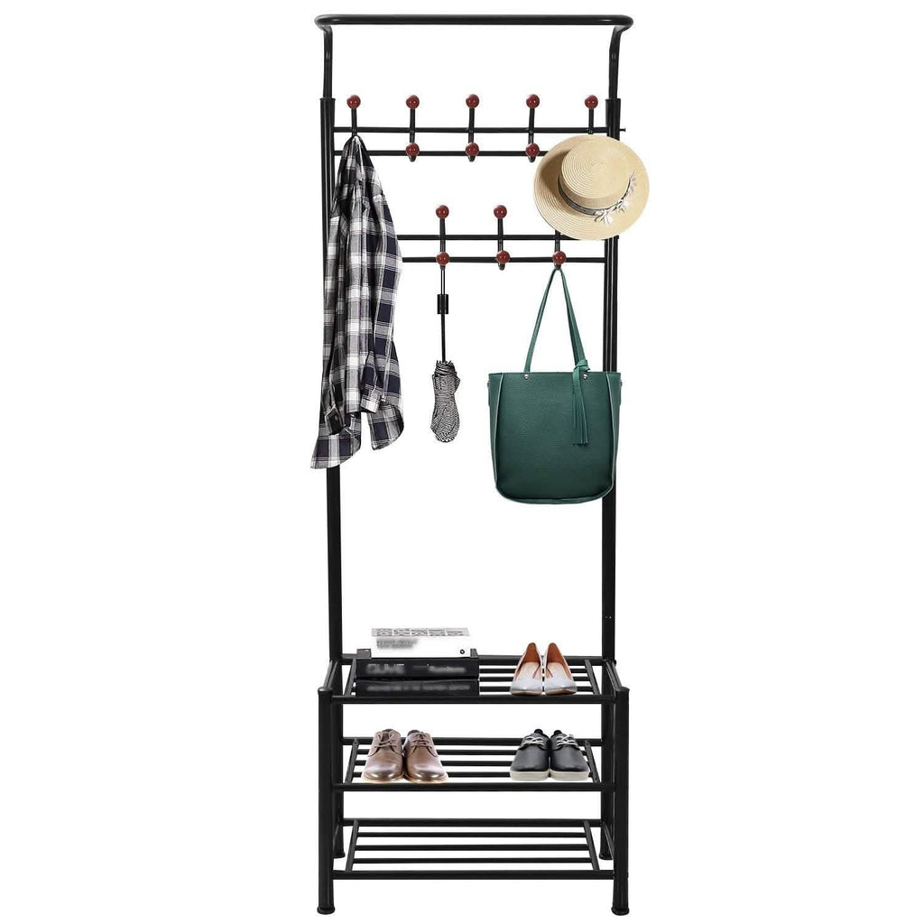 Metal Entryway Coat Shoe Rack