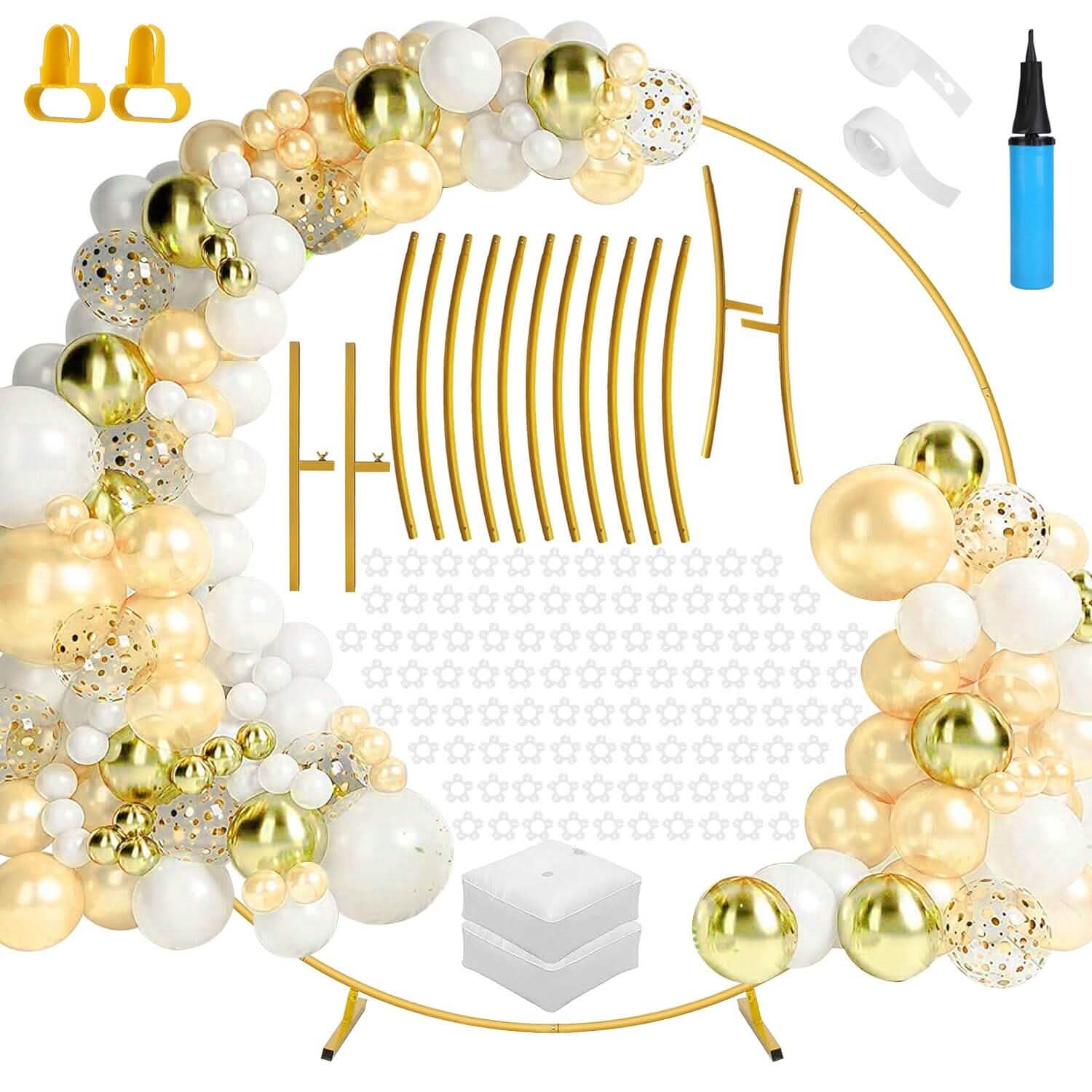 Metal Round Arch Reusable Backdrop Stand with Balloon Tools