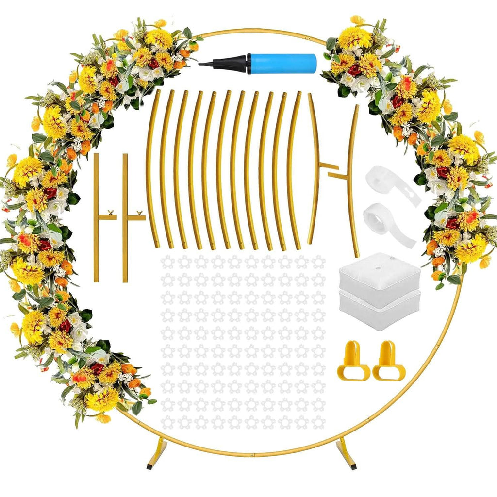 Metal Round Arch Reusable Backdrop Stand with Balloon Tools
