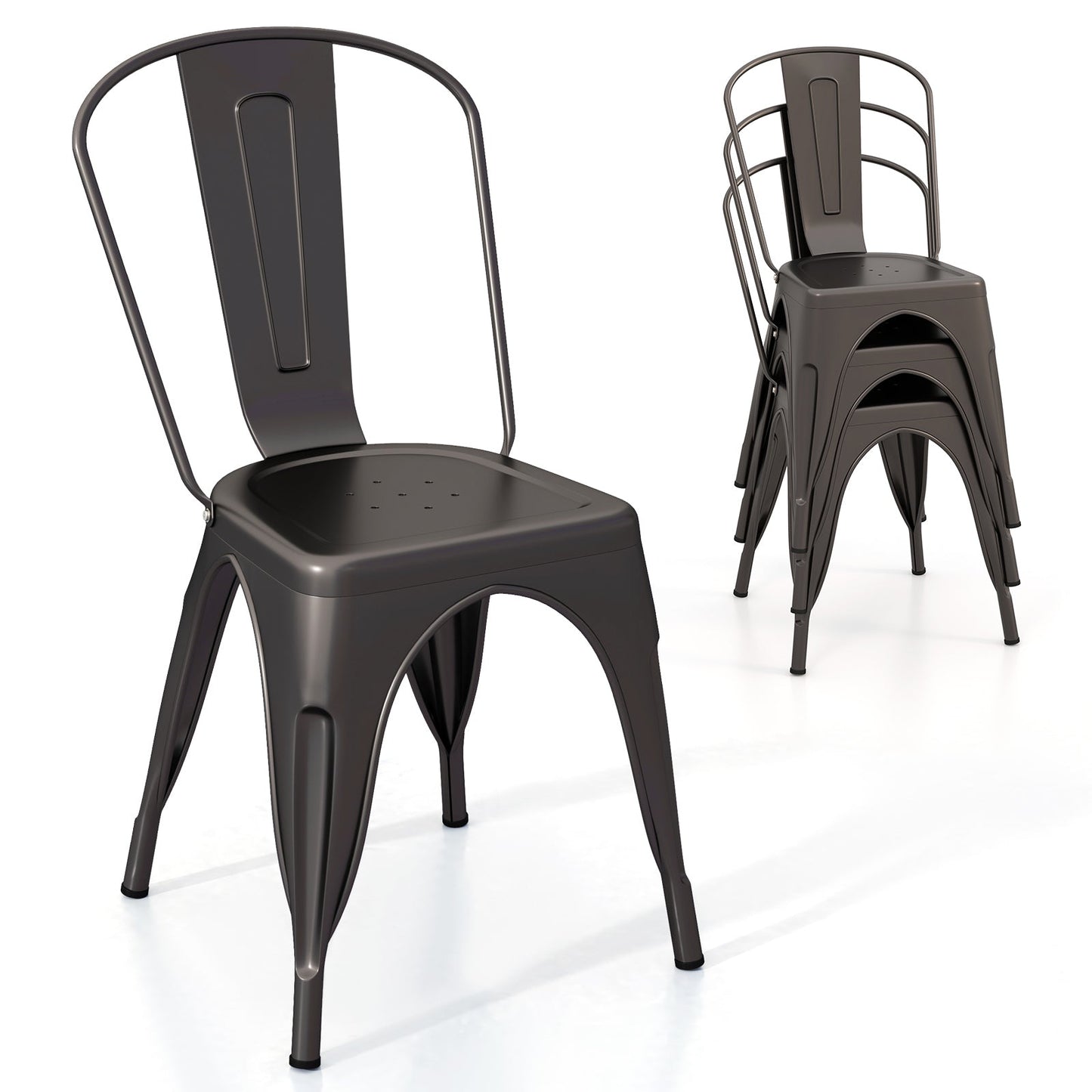 Metal Dining Chairs Set of 4 with Removable Backrest for Dining Room Restaurant Living Room