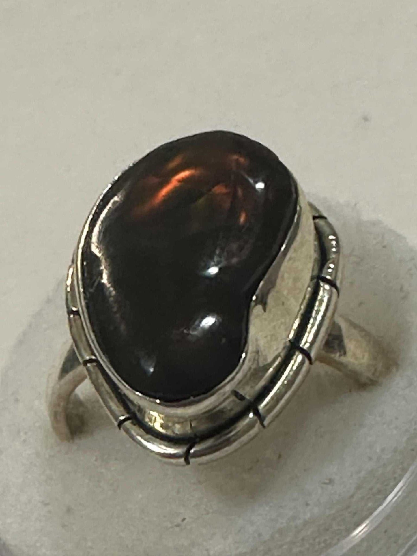 Mexican Fire Opal Ring Size 7 "Eye of Fire"