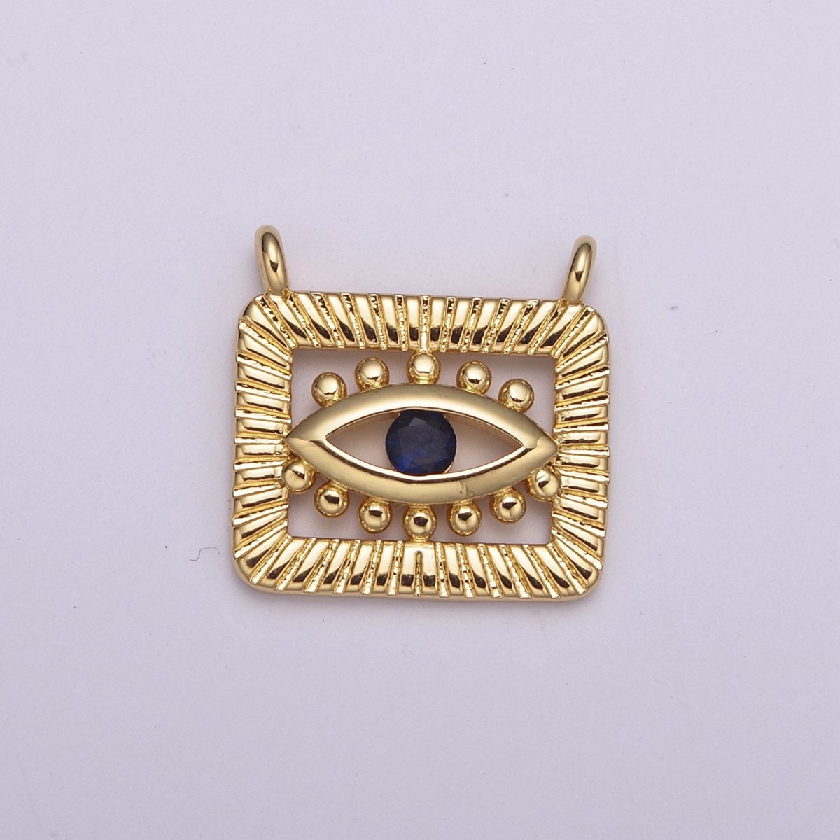 Micro Pave Evil Eye Connector Gold Square Eye Connector for Necklace Charm Link Connector Y-420