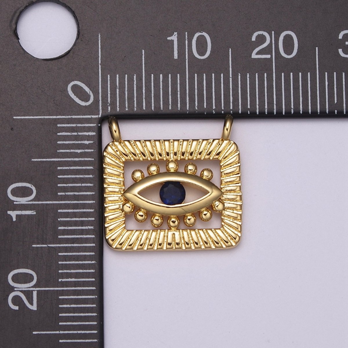 Micro Pave Evil Eye Connector Gold Square Eye Connector for Necklace Charm Link Connector Y-420