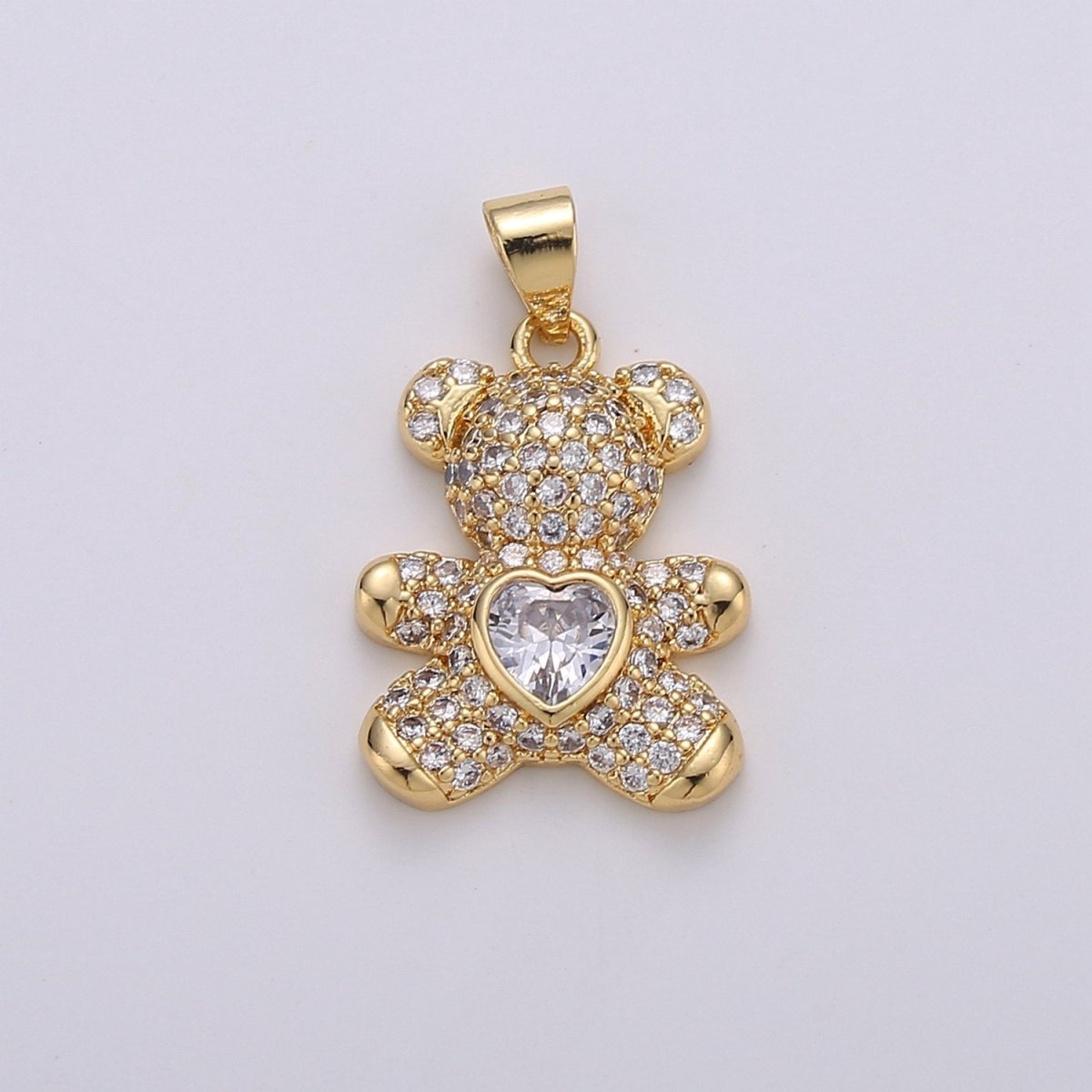 Micro Pave Gold Bear Charm Teddy Bear Charm Necklace Pendant / Keychain / Earrings / Kids Crafts I-747~I-749
