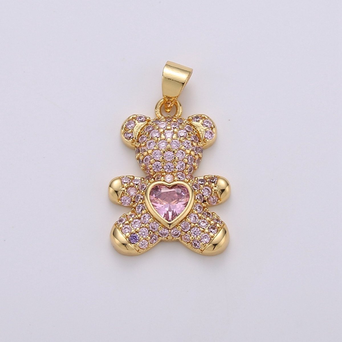 Micro Pave Gold Bear Charm Teddy Bear Charm Necklace Pendant / Keychain / Earrings / Kids Crafts I-747~I-749