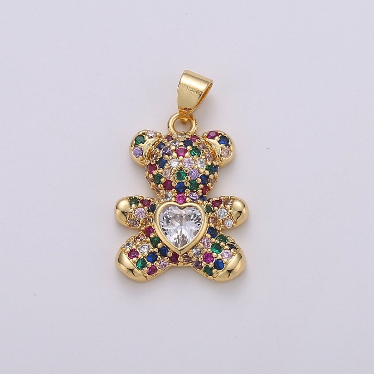 Micro Pave Gold Bear Charm Teddy Bear Charm Necklace Pendant / Keychain / Earrings / Kids Crafts I-747~I-749