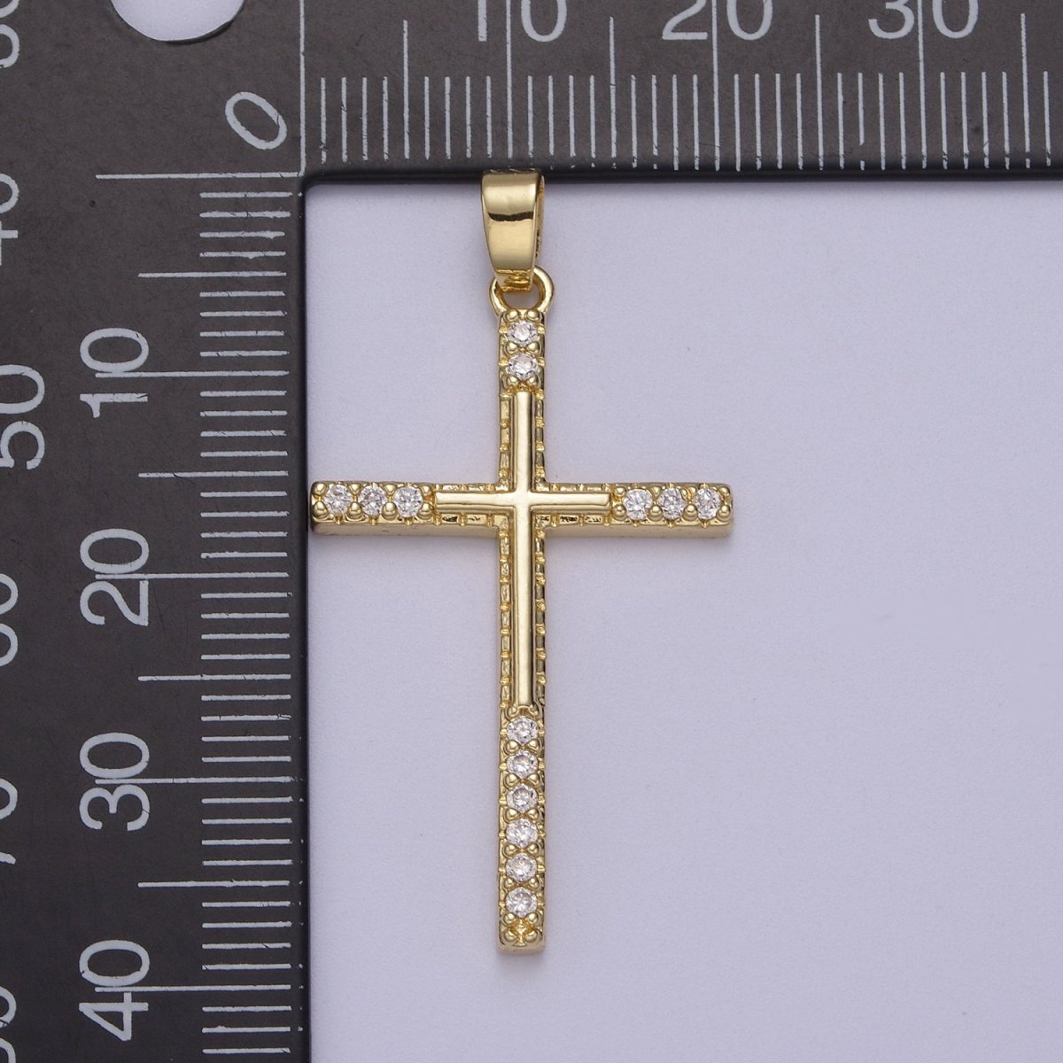 Micro Pave Gold Cross Pendant for Religious Jewelry Making N-600
