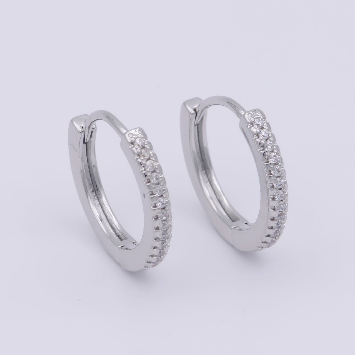 Micro Pave Huggie Earrings Gold / Silver Huggie Hoops • Minimalist Gold Earrings • Perfect Gift for Her T-016