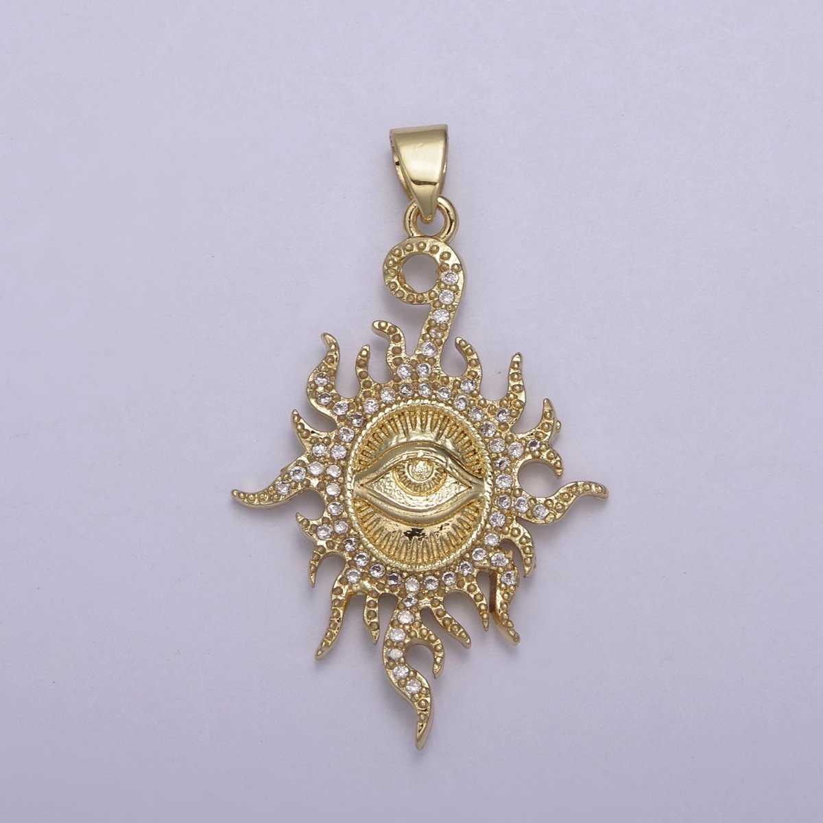 Micro Pave Illuminati Pendant All Seeing Eye of Providence Micro Pave Illuminati Charm Necklace Sun Burst Oval Medallion H-869