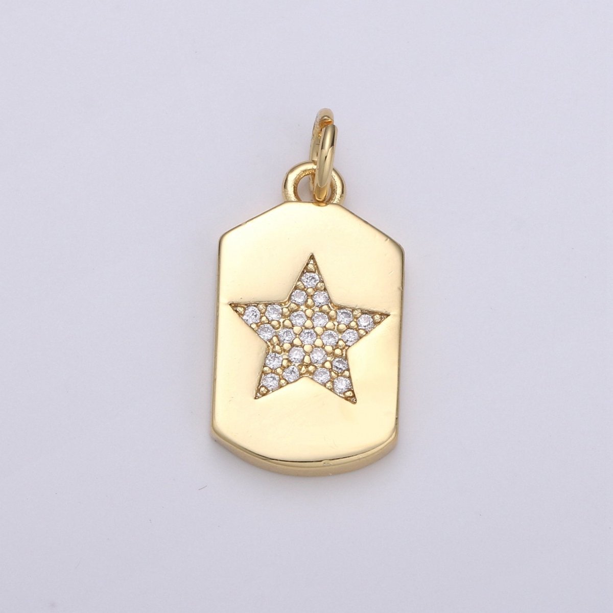 Micro Pave Star Pendant Dainty Star Charm Gold Celestial Charm Star Tag Charm Jewelry Making Supply 24K Gold Filled Findings, D-535