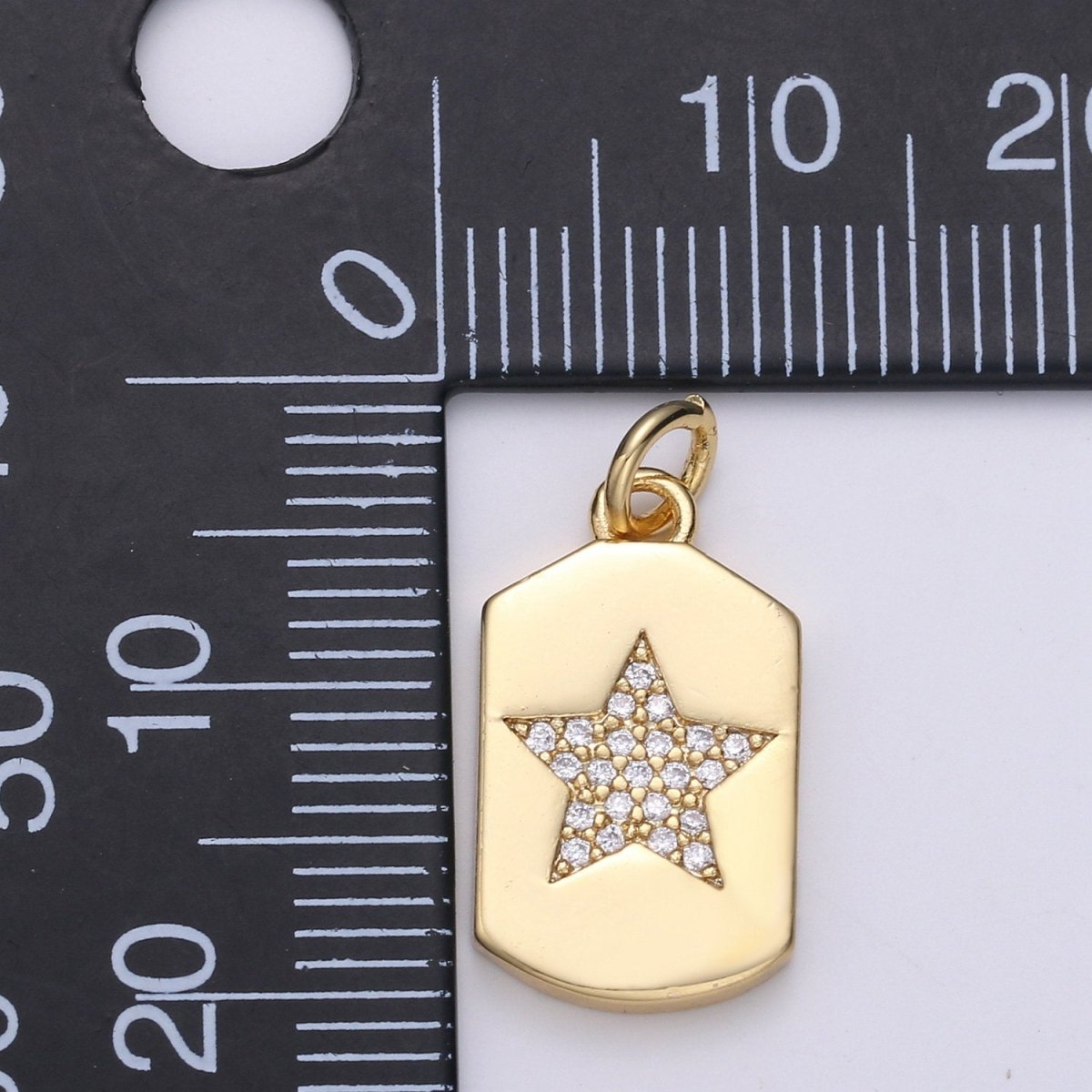 Micro Pave Star Pendant Dainty Star Charm Gold Celestial Charm Star Tag Charm Jewelry Making Supply 24K Gold Filled Findings, D-535