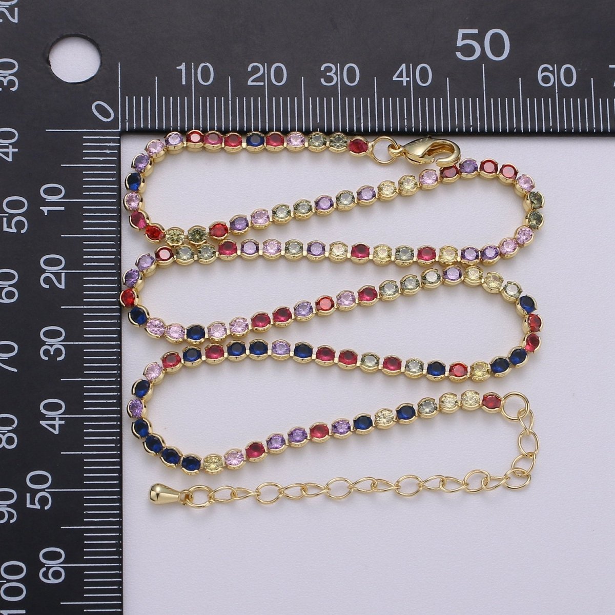 Micro Pave Tennis Chain / 14k Gold Filled / Micro Pave Choker Chain / Tennis Chain Choker Necklace Multi Color Rainbow CZ Chain | CN-779, CN-896  Clearance Pricing