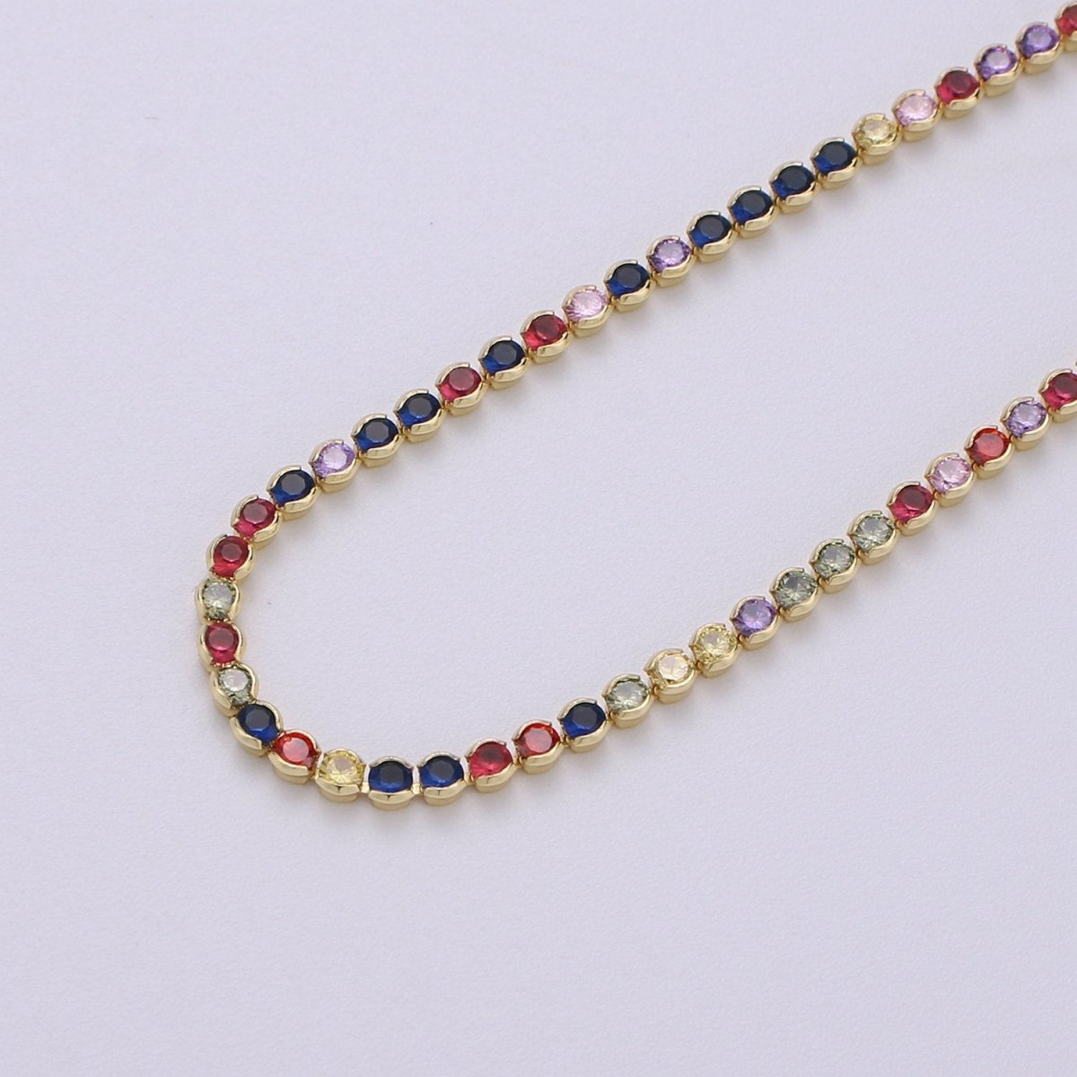 Micro Pave Tennis Chain / 14k Gold Filled / Micro Pave Choker Chain / Tennis Chain Choker Necklace Multi Color Rainbow CZ Chain | CN-779, CN-896  Clearance Pricing