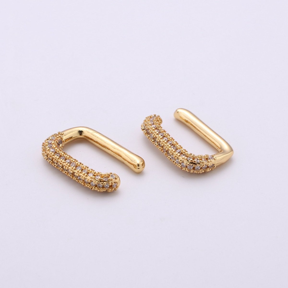 Micro Paved Ear Cuff Earrings EarCuffs - Gold Filled Chunky CZ Paved Non Pierced Cuff Earrings Geometric Jewelry K-447