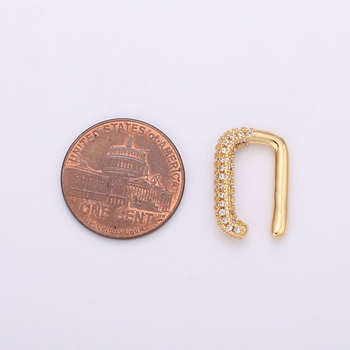Micro Paved Ear Cuff Earrings EarCuffs - Gold Filled Chunky CZ Paved Non Pierced Cuff Earrings Geometric Jewelry K-447