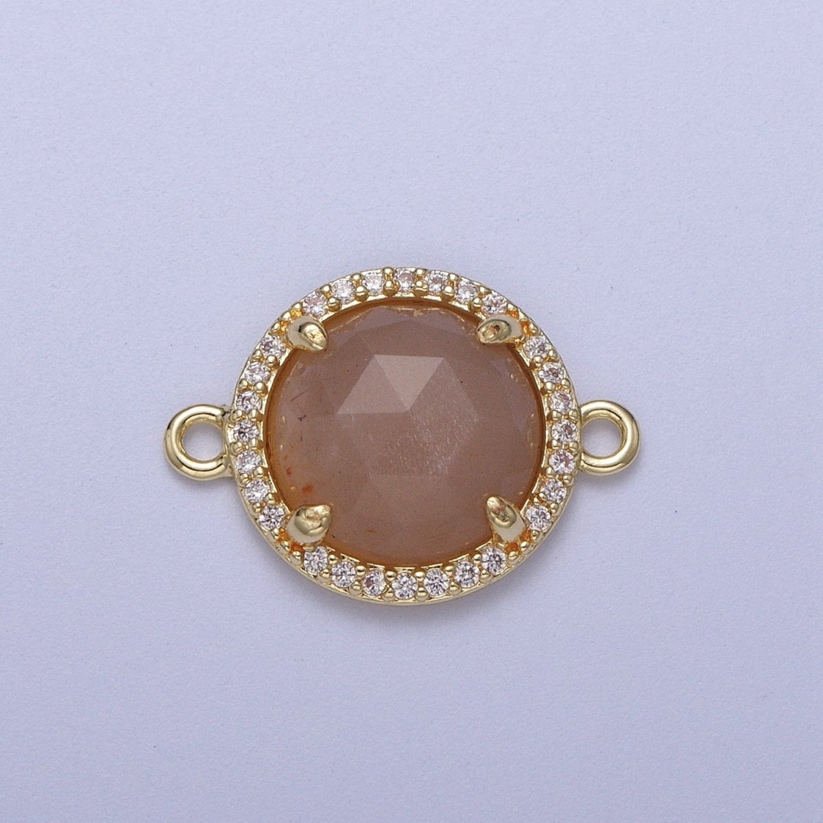 Micro Paved Multifaceted Natural Stone Round Connector | Y638 - Y644