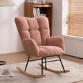 Fauteuil à bascule capitonné en tissu Teddy, style Mid-Century Modern