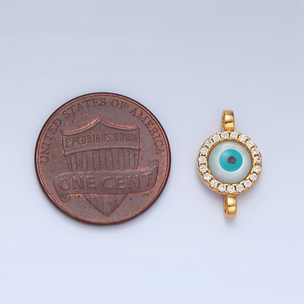 Mini 14K Gold Filled CZ Micro Pave Evil Eye Link Connector in Gold & Silver Y-444 Y-445
