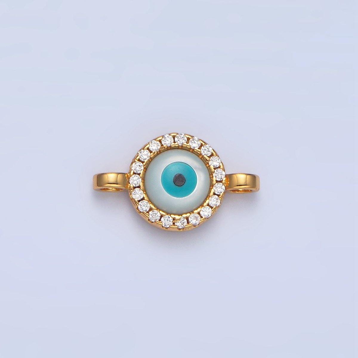 Mini 14K Gold Filled CZ Micro Pave Evil Eye Link Connector in Gold & Silver Y-444 Y-445