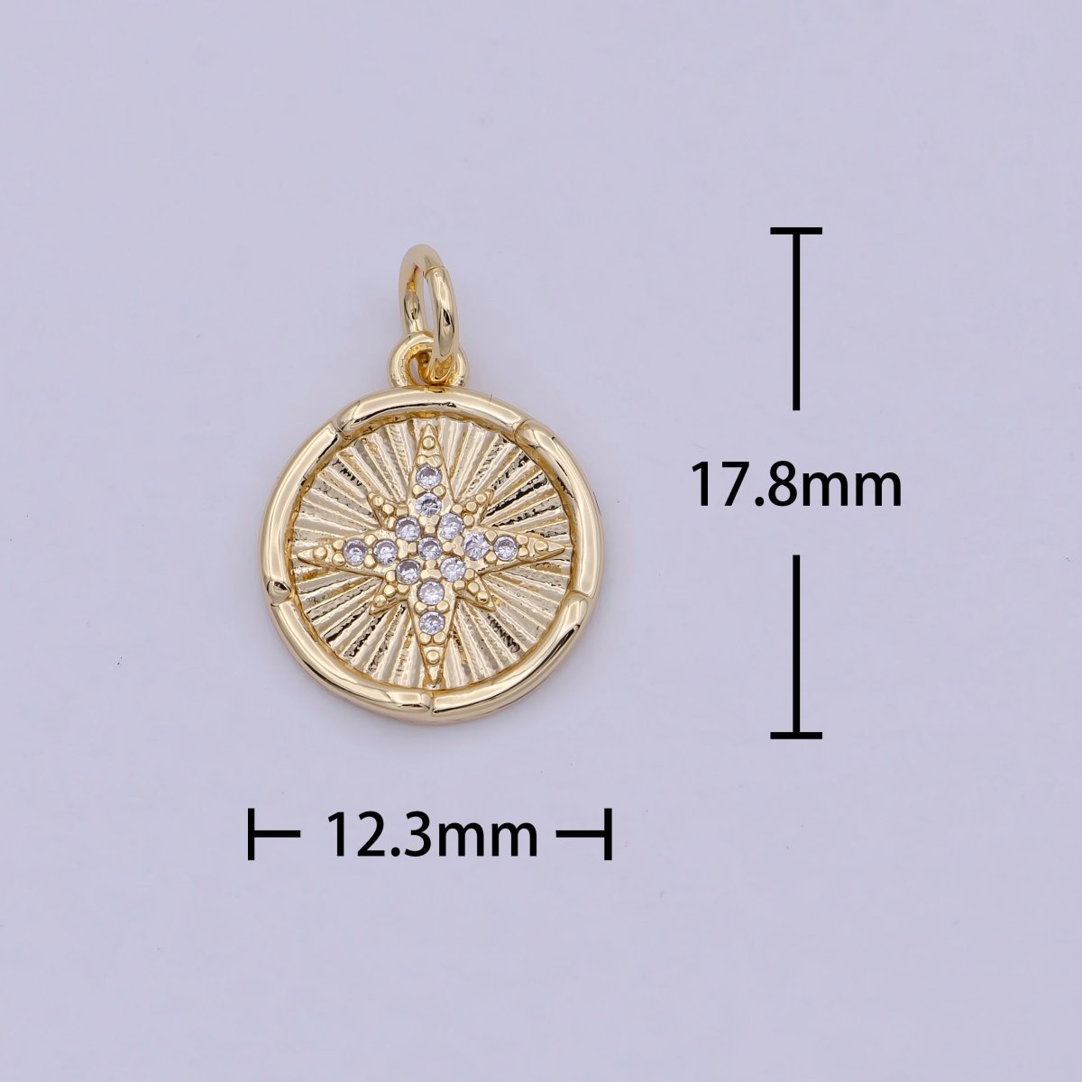 Mini 14K Gold Filled North Star Charm with CZ Stone for Celestial Jewelry N-912