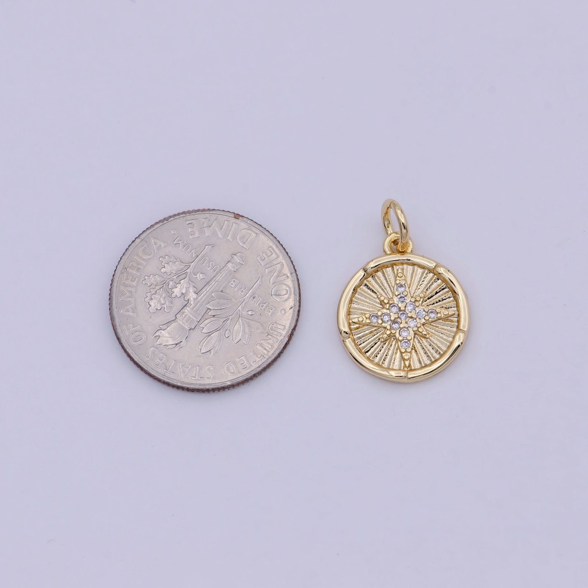 Mini 14K Gold Filled North Star Charm with CZ Stone for Celestial Jewelry N-912