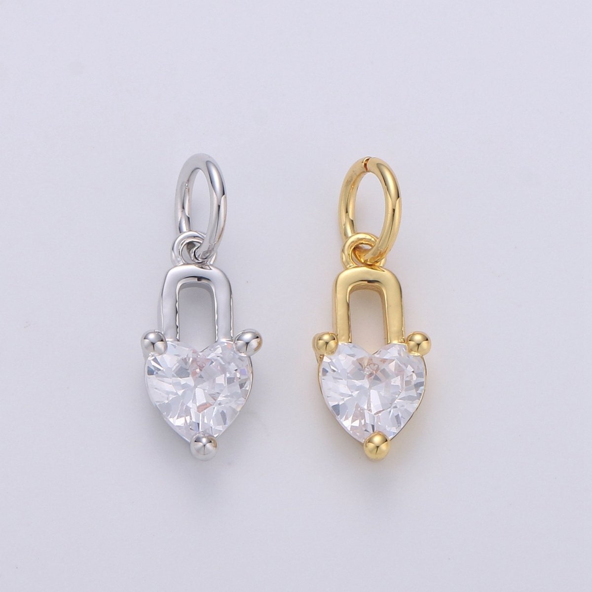 Mini 24k Gold Filled Heart Charms, Gold Filled Love Charm, Cubic Charm ,Gold Love Lock charm Relationship Jewelry Inspired D-563 D-564
