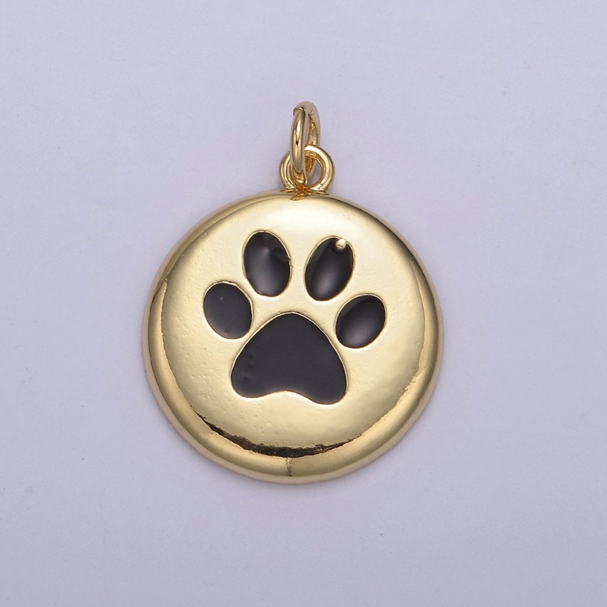 Mini Black Gold Dog Paw Print Animal Foot Charm for Bracelet Necklace Add on N-857