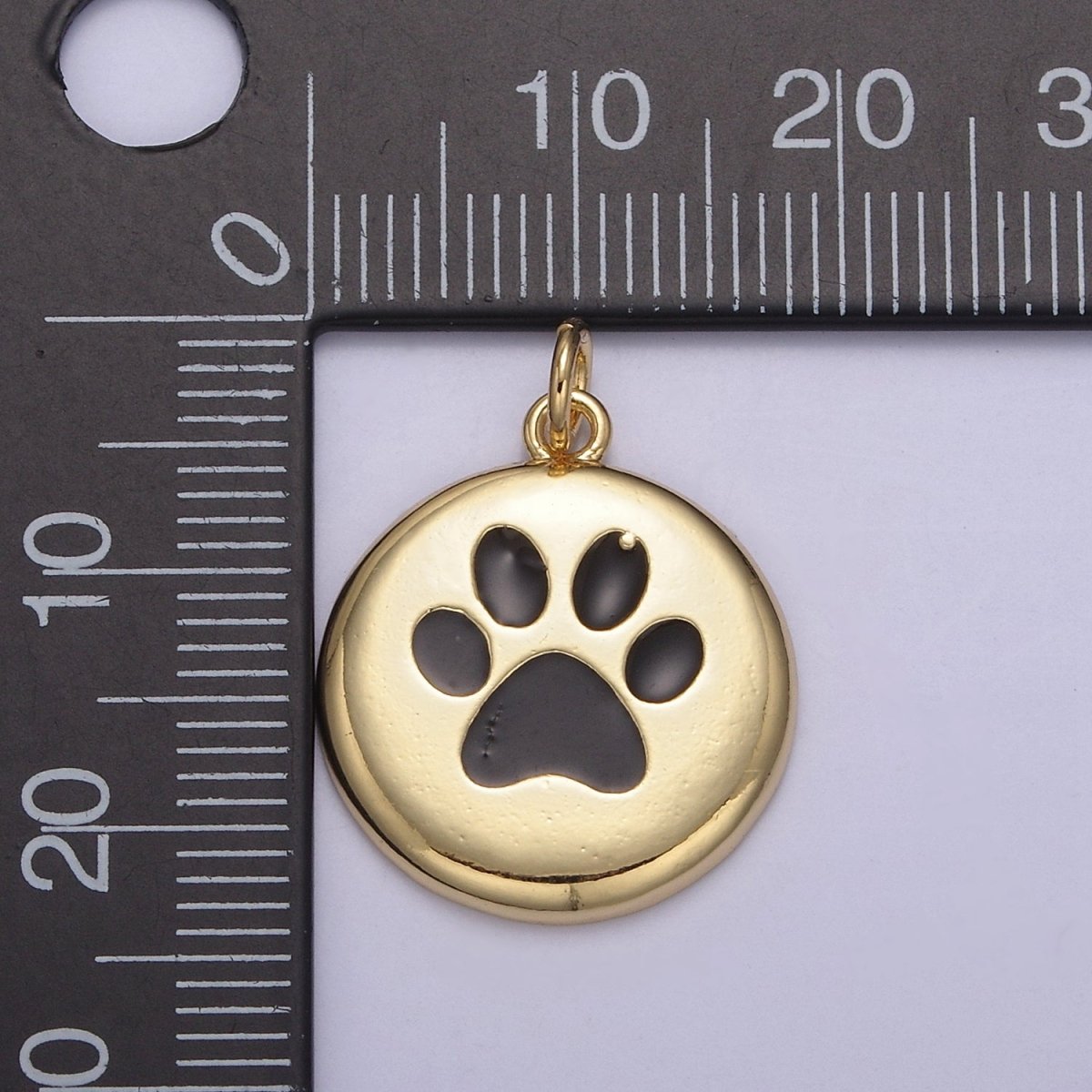 Mini Black Gold Dog Paw Print Animal Foot Charm for Bracelet Necklace Add on N-857