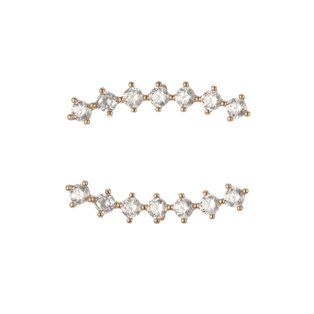 Mini Connected Crystal Lining Studs Earring CZ Crystal Stones Chain Gold Filled Daily Wear Earring Jewelry P-202