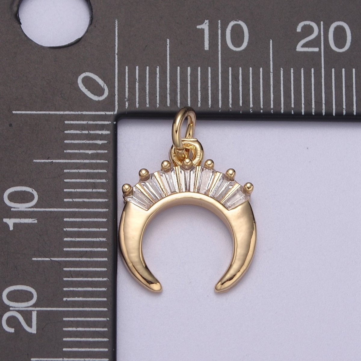 Mini Crescent Moon Horn Charm 16K Gold Filled Upside Down Tusk Moon Pendant Bohemian Boho C Shape Curve Gold Moon Charm N-295