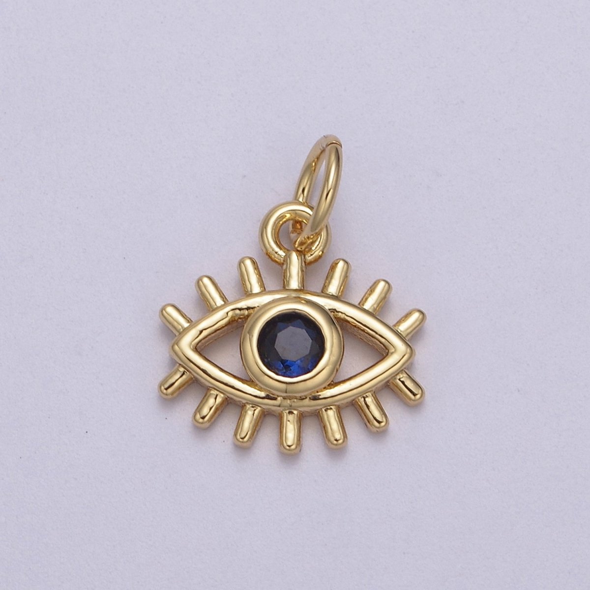 Mini Cubic Gold Evil Eye Charm Micro Pave CZ Dark Blue Eye Jewelry N-877