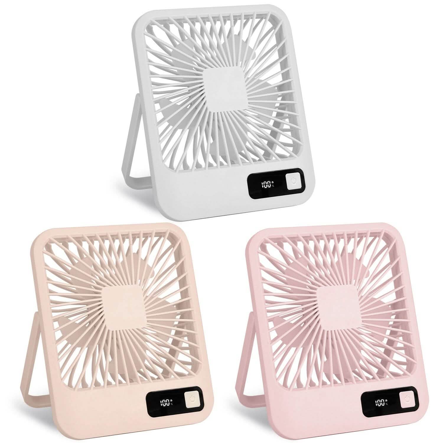 Mini Desktop Cooling Fan Rechargeable Battery Powered with LCD Display